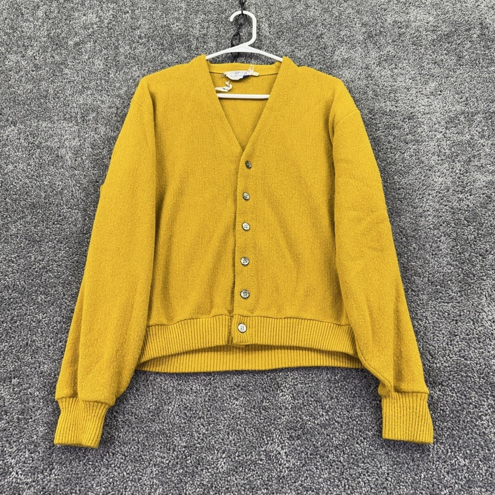 Vintage Jersild Sweater Mens Large Yellow Button Cardigan Long Sleeve Knit City